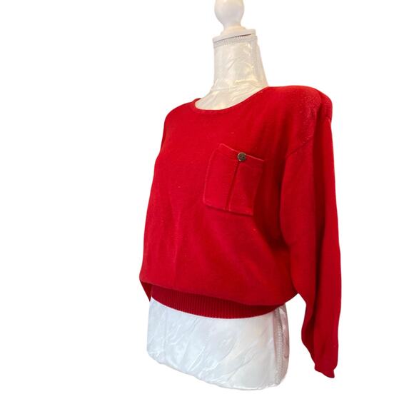 Vintage Y2K Victoria Jones Red Knit Cropped 3/4 Sleeve Knit Sweater Shirt Sz PM - Picture 16 of 16
